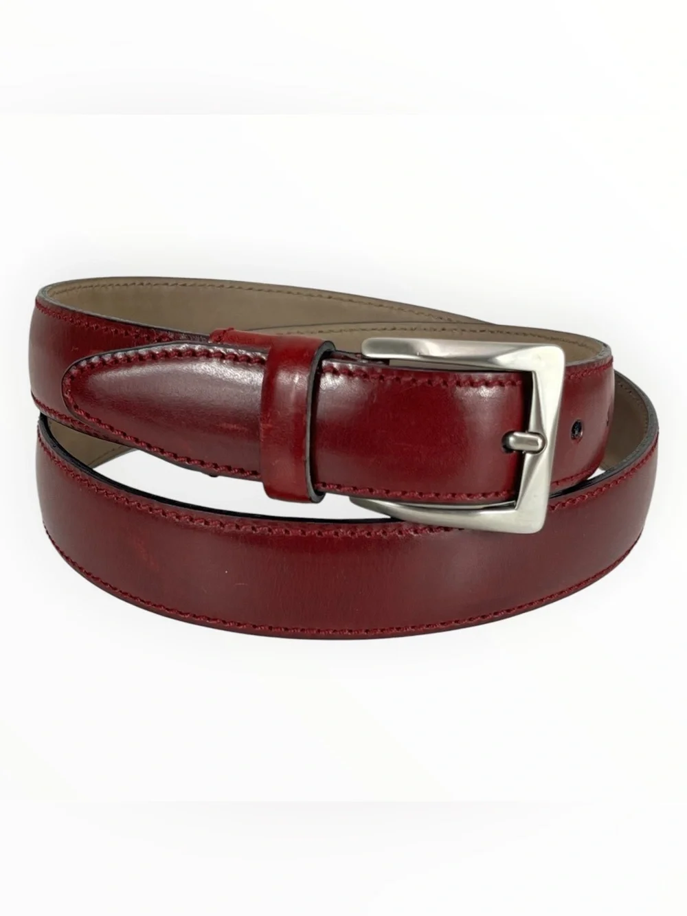 Daniel Craig Italian Leather Belt Men’s 38 Burgundy Handmade Italy